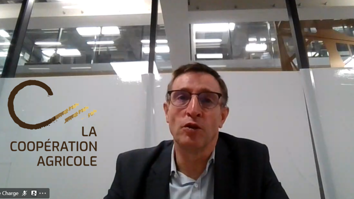 Dominique Chargé lors de la visioconférence de presse de La Coopération agricole qu’il préside.